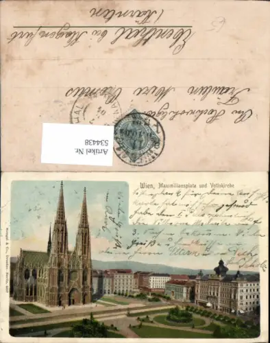 534438,Künstler Litho Wien 9 Alsergrund Votivkirche Maximilianplatz pub Stengel 4557