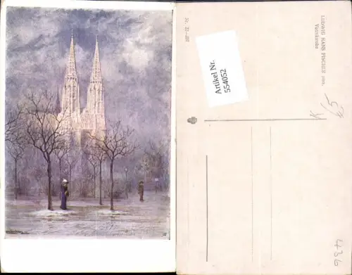 544052,tolle Künstler AK Ludwig Hans Fischer Wien Alsergrund Votivkirche Maximilianplatz