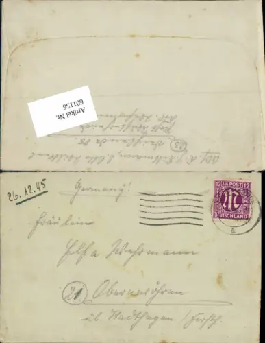 601156,Briefkuvert Brief Wesermünde 1945 n. Obernwöhren Stadthagen Schaumburg Lippe