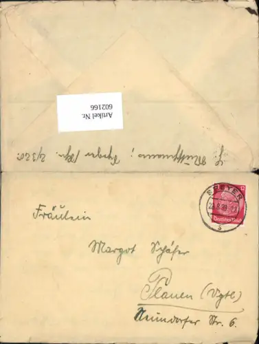 602166,Brief Speyer nach Plauen im Vogtland 1939