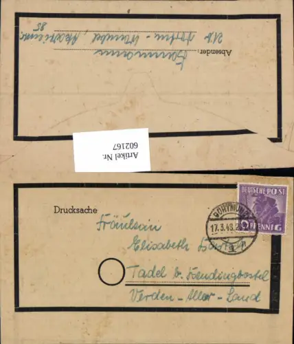 Klappbrief Brief Dortmund n. Tadel b. Bendingbostel Verden Aller Land Kirchlinteln 1948