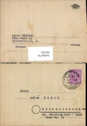 602192,Brief m. Inhalt Frankfurt am Main n. Heckholzhausen Weilburg an der Lahn 1946