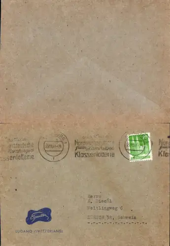 602686,Brief Lugano Switzerland nach Zürich 38 1948 Stempel Kuvert