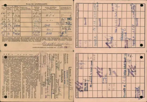 604028,Meldekarte Arbeitsamt Uelzen Nebenstelle Soltau Stempel 1956