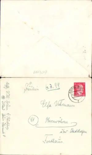 604100, 1944 Brief Soltau Hannover n. Obernwöhren Stadthagen Schaumburg Lippe