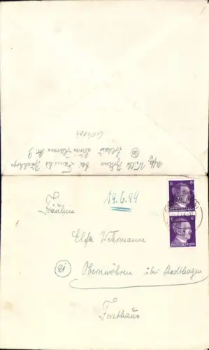 604104, 1944 Brief Soltau Hannover n. Obernwöhren Stadthagen Schaumburg Lippe