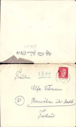 604103, 1944 Brief Bergen Kr. Celle n. Obernwöhren Stadthagen Schaumburg Lippe