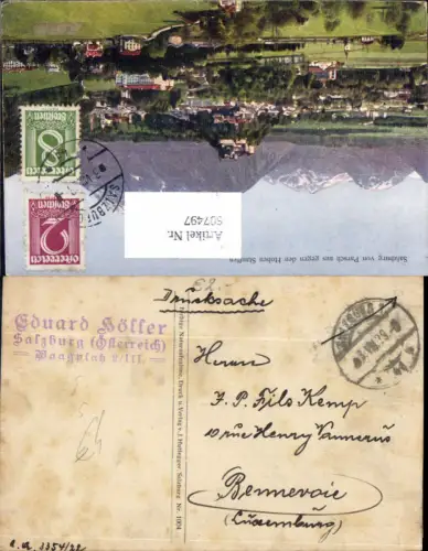 607497,Stempel Eduard Höller Salzburg n. Luxemburg Bennevoie Luxembourg