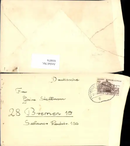 616074,Stempel Brief Frankfurt am Main n. Bremen 10 Seehausen m. Inhalt
