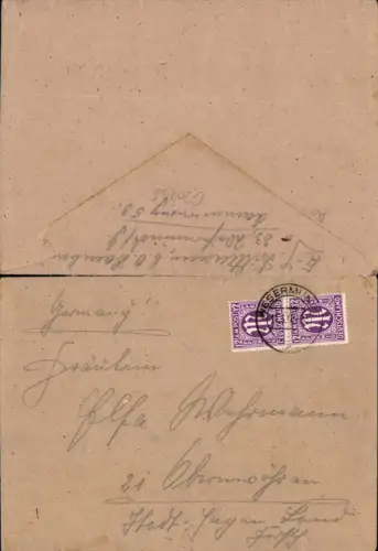 620436,Stp. Wesermünde n. Obernwöhren Stadthagen Lippe Brief ohne Inhalt