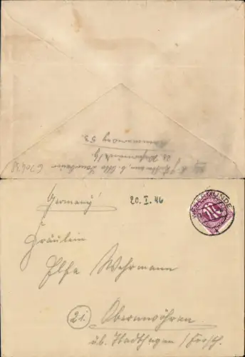 620438,Stp. Wesermünde n. Obernwöhren Stadthagen Lippe Brief ohne Inhalt