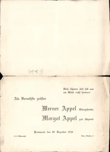 620442,Beleg Dortmund Einladung 1943 Wehrmacht Obergefreiter