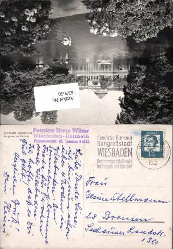 Stempel Hotel Pension Haus Witzer Wiesbaden Dotzheim n. Bremen 2