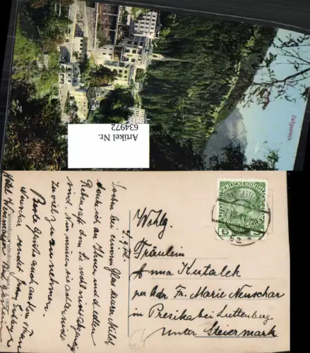 634972,Stempel Badgastein n. Presika bei Luttenberg 1911
