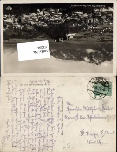 592204,Postkarte Stempel Grödig Salzburg n. Wien Margareten