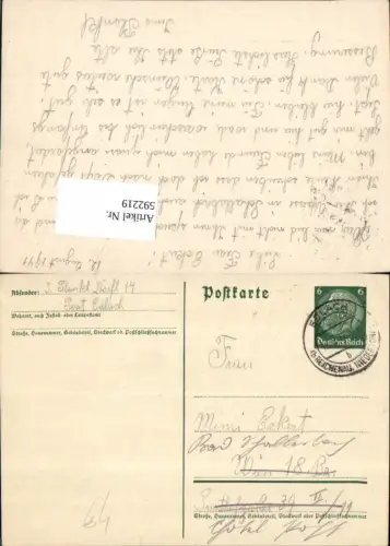 592219,Postkarte Stempel Dörfl Edlach b. Reichenau n. Bad Schallerbach 1941