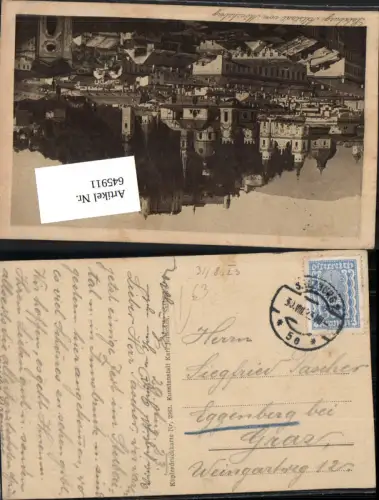 645911,Stempel Salzburg nach Eggenberg bei Graz 1923