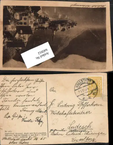 645912,Stempel Hallstatt nach Ludesch Thüringen Bludenz 1924