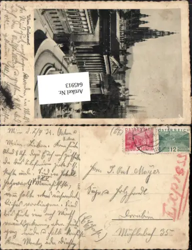 645913,Stempel Wien nach Dornbirn Mühlbach 1934