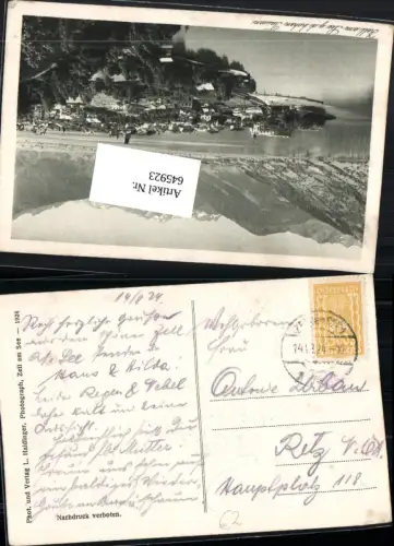 645923,Stempel Zell am See n. Retz 1924