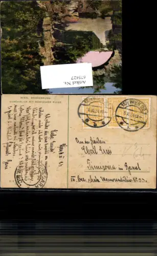 675427,Stempel Wien 82 Schönbrunn Hietzing n. Timisvara banat