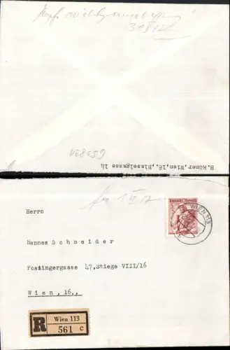 653891,Brief Wien 113 1957 Reko Einschreiben Reco 113, 561 c