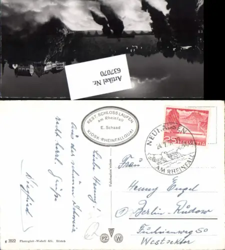 637070,Stempel Neuhausen am Rheinfall n. Berlin Rudow