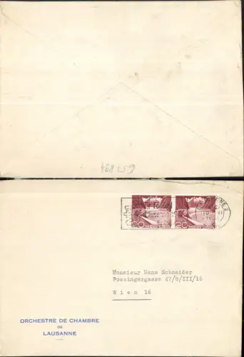 653894,Brief Lausanne 1954 Orchestre de Chambre de lausanne n. Wien 16