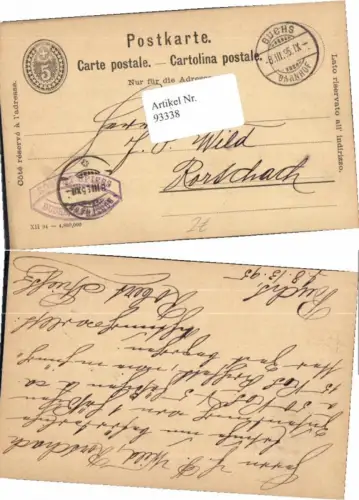 93338,Postkarte Buchs bahnhof n. Rorschach 1895