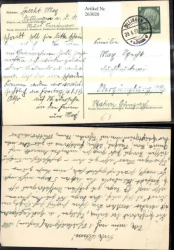 263020,Ganzsache Stempel Dillingen a. d. Donau 1937