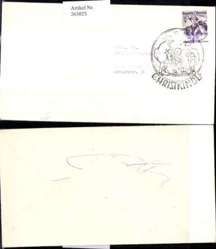 263025,Kuvert Stempel Christkindl 1962
