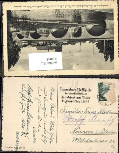 339041,Stempel Römerberg-Festspiele i. d. Goethestadt Frankfurt a. Main 1935