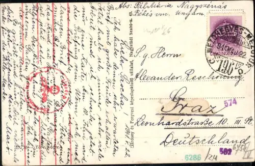 362325,Stempel Bahnpost 196 Mezöhegyes Mezötur