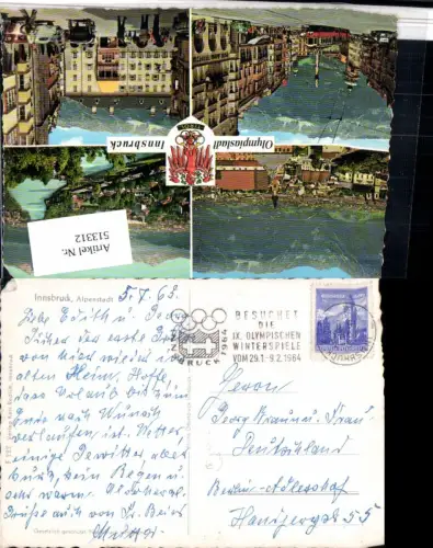 513312,Stempel Innsbruck 9. Olympischen Winterspiele 1964