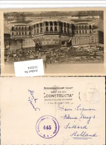 513314,Stempel Constructa Bauausstellung Hannover 1951 Österreich Zensur 445 Z. 1
