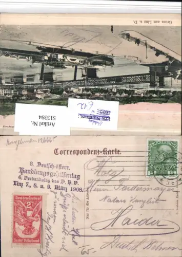 513394,Stempel 3. Deutsch-österr. Handlungsgehilfentag 6. Verbandstag Linz 1908