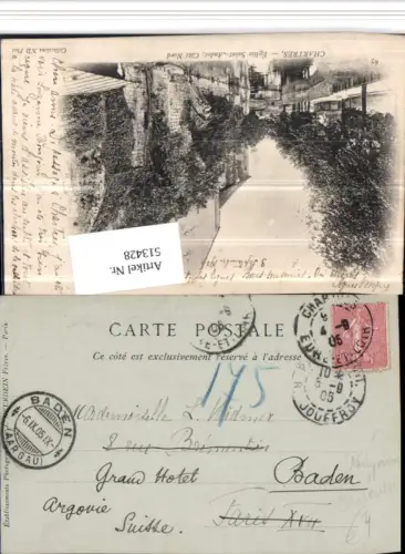 513428,Stempel Chartres 1905 Nachgebühr Nachporto 175 Irrläufer