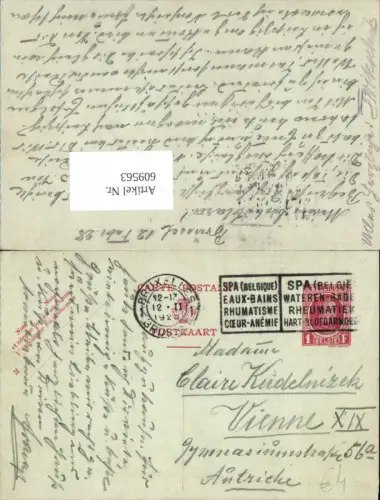 609563,Stempel Bruxelles Brüssel n. Wien Döbling