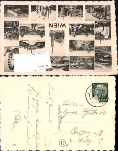 679583 Stempel Wien 1 n. Aussig an der Elbe Usti nad Labem