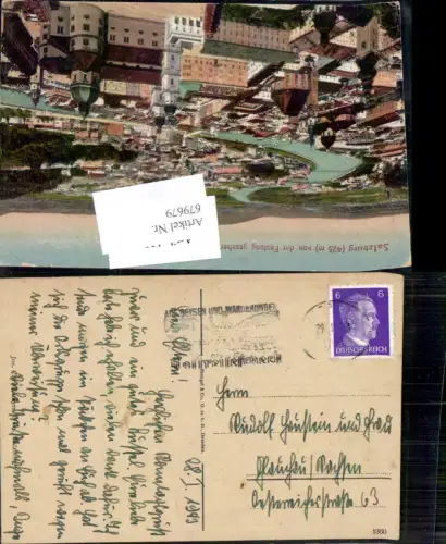 679679 Stempel Salzburg n. Glauchau Sachsen 1943