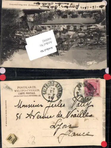 680092 Stempel Salzburg-Bahnhof n. Lyon Frankreich 1904