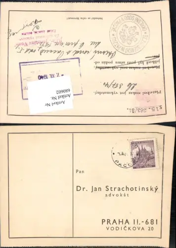 680602 Brief Rechtsanwalt Jan Strachotinsky Prag Praha Stp. Patzau Bezirksgericht Pacove