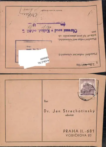 680609 Brief Rechtsanwalt Jan Strachotinsky Prag Praha Stp.