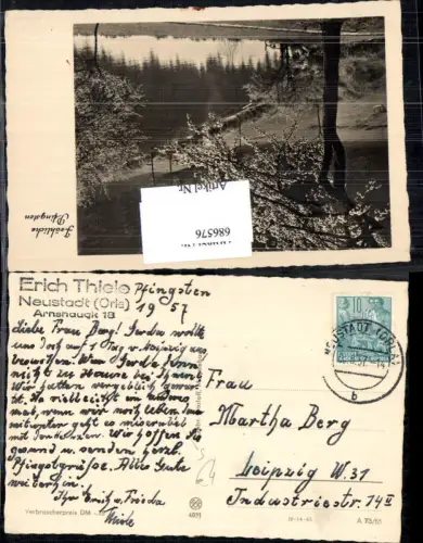 686576 Stempel Neustadt Orla n. Leipzig Erich Thiele Arnshaugk