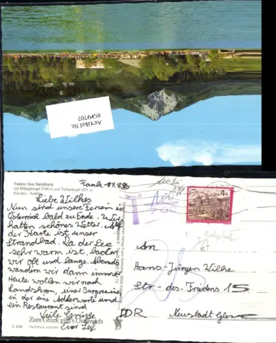 699707 Stempel Villach n. Neustadt Gleve DDR Nachgebühr Vermerk