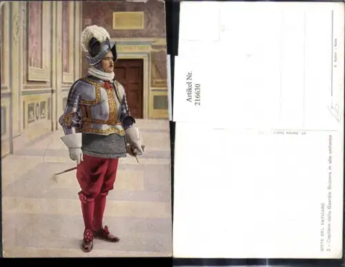 216630,Künstler Ak Citta del Vaticano Capitano della Guardia Svizzera in alta uniforme Schweizer Garde Vatikan