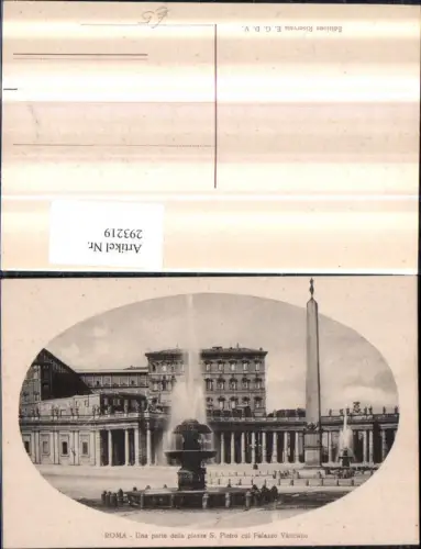 293219,Lazio Roma Rom Una parte della piazza S. Pietro col Palazzo Vaticano Vatikan Brunnen Obelisk