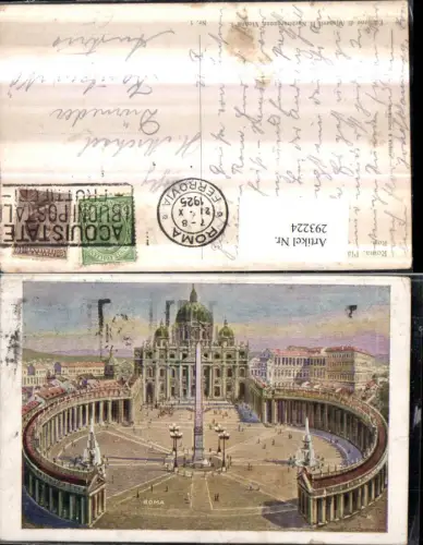 293224,Künstler AK Lazio Roma Rom Piazza e Basilica di S. Pietro Vatikan Petersdom Obelisk