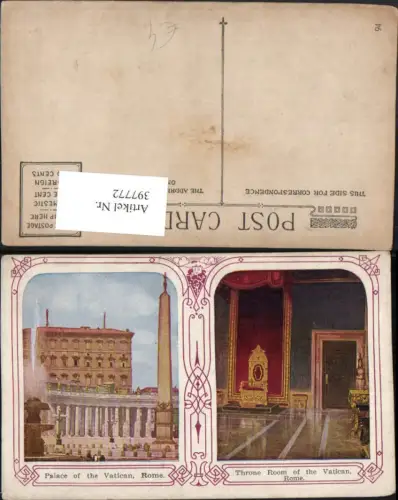 397772,Lazio Roma Rom Palace of the Vatican Vatikan Throne Room Mehrbildkarte