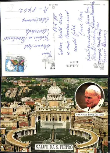 431374,Saluti da S. Pietro Peterskirche Dom Vatikan Roma Papst Johannes Paul II Religion